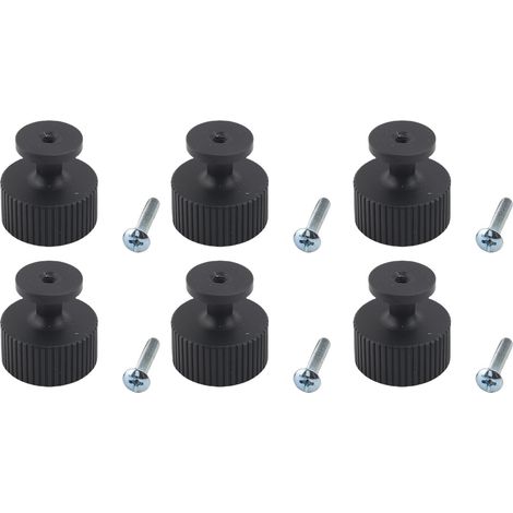 Boutons tiroir aluminium ronds modernes – Poignées placard cuisine avec vis noir 6 pack, quincaillerie (1/4)
