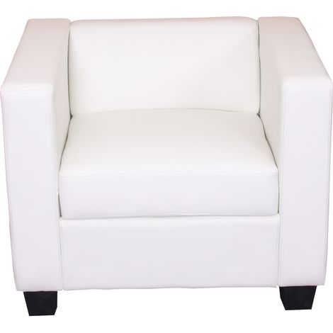 Fauteuil Club / Lounge Lille, 86x75x70cm, simili-cuir, blanc
