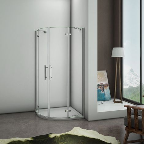 Puerta de ducha Semicircular Esquinal, Mampara de Ducha Apertura de puerta Abatible Curvo Antical 78x78x195cm (1/5)