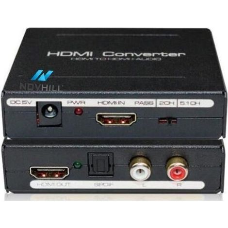 HDMI Extractor Audio Convertisseur HDMI vers HDMI + SPDIFv + RCA L / R TV DVD Noir (1/2)