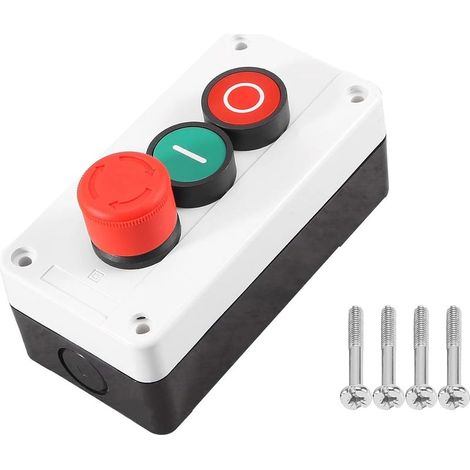 Arret d'urgence NC NO bouton poussoir momentane rouge et le vert passe 600V station 10A (1/5)