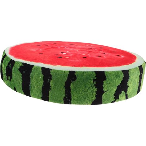 Coussin pastèque réaliste amovible doux fruit ludique, chambre enfant salon déco originale assise polyvalente accessoire fun coloré (1/4)