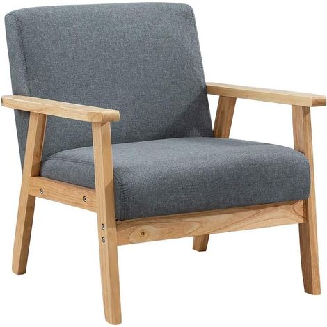 Armchair Wood Frame Accent Chair for Living Room Armchair Home Furniture (Dark Grey) (1/5)