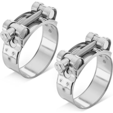 2-Piece Hose Clamp Set, Stainless Steel, 52-55mm Range, 22mm Width, for Swimming Pool Hose (1/5)