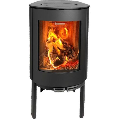 Poêle à bois sur pied Aduro 23 3-9 kW Noir mat Verre incurvé (1/5)