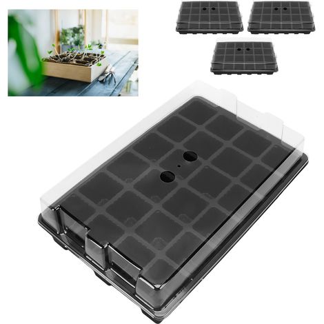 3er-Pack Mini-Gewächshäuser für Sämlinge – 24 Töpfe, transparent, robust, mit Pflanzwerkzeug (1/5)