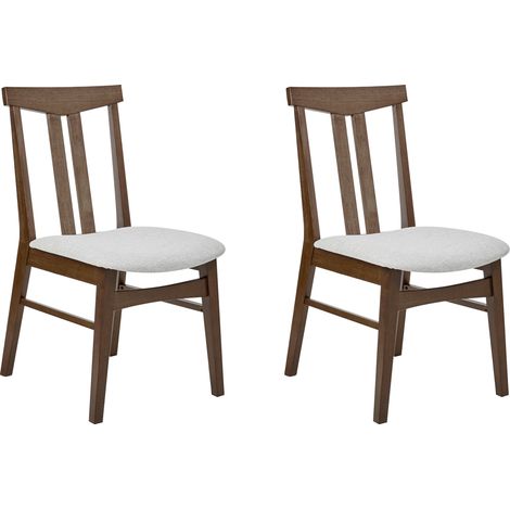 Conjunto de 2 sillas de comedor retro tradicional sin reposabrazos asiento de tela gris estructura de madera maciza oscura Avalon (1/5)