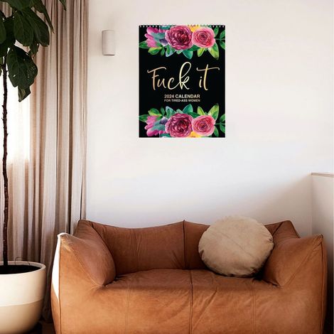 Wandkalender 2024 für erschöpfte Frauen, humorvolles Design, zum Aufhängen, Spiralbindung, ideal für Büro und Zuhause, für den Innenbereich. (1/5)