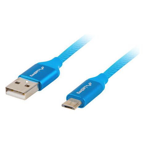 CABLE USB LANBERG 2.0 MACHO/MICRO USB MACHO QUICK CHARGE 3.0 1M AZUL (1/2)