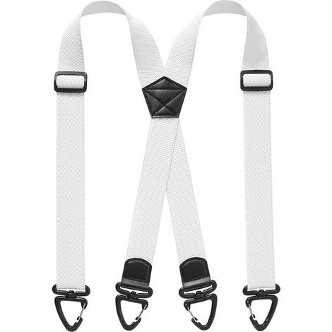 Bretelles blanches en forme de X de 3,8 cm/1,5 pouce de large, style homme, bretelles élastiques réglables haute résistance, ajustement confortable, adaptées aux jeans et aux vêtements décontractés. (1/5)
