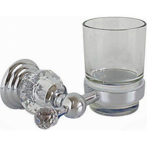 Cleafe - Porta Spazzolini Dentifricio Con Bicchiere In Vetro A Parete Bagno Crystal 52822 - (1/3)
