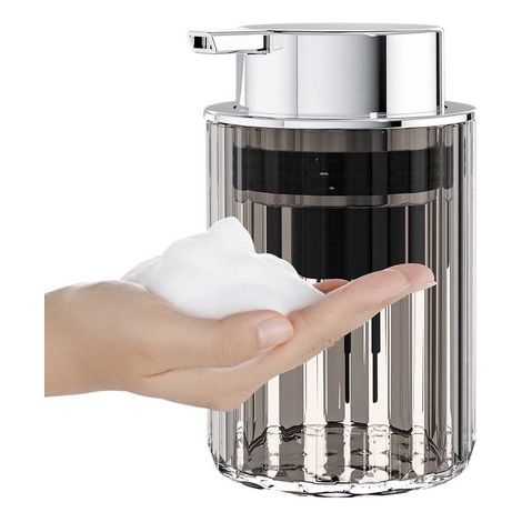 Dispensador de jabón espumoso，Dispensador de jabón de manos y loción，Dispensador de jabón gris transparente，Apto para bomba de espuma (1/4)