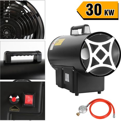 Jiubiaz Canon à chaleur gaz GPL 30 kW, chauffage de chantier soufflant 650 m³/h, pour atelier garage entrepôt, surface jusqu’à 450 m² (1/5)