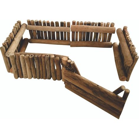 Clôture et Portillon de Jardin Décoratifs en Bois Flotté Robuste, Lot de 10 Pièces - PANGIVO