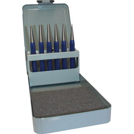 Jeu de chasse-goupilles 6 pièces 1-2-3-4-5 + poinçon D.4mm coffret métal TECWERK (1/2)
