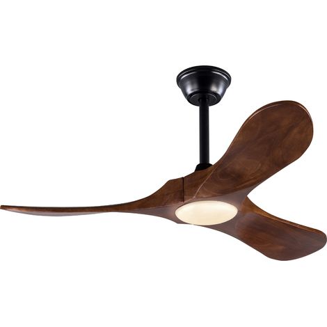 Ventilador de techo de 42 pulgadas con luz, 3 aspas, negro nogal, LED, mando, MODENUIT (1/5)