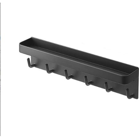 6 Crochets Porte Clé Mural, Multifonctionnel Auto-Adhésif ou Perçage Installation Façons Porte Cléf Mural Adapté à L'entrée, à la Cuisine, au Bureau, à la Salle de Bain et au Salon (Noir) (1/5)