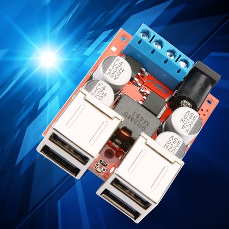 Module convertisseur CC/CC (module abaisseur) pour voitures (12 V/24 V, 8-35 V à 5 V, 8 A) et 4 ports USB pour téléphones portables (1/5)