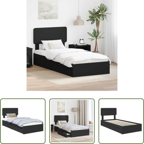 Holzschrankbett - Aufbewahrungsbett Schwarz 75 x 190 cm Holzwerkstoff (1/5)