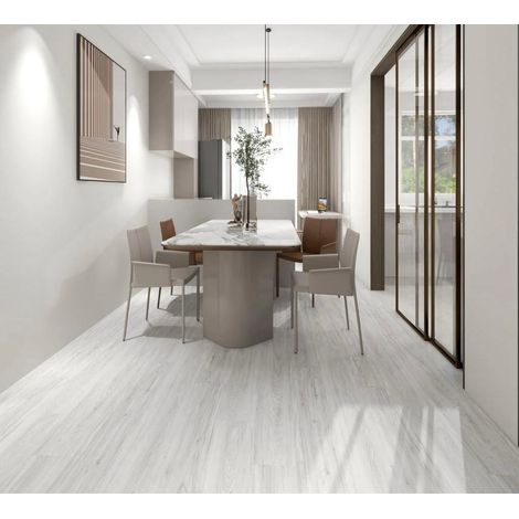 Sol PVC - Lames PVC clipsable avec sous couche intégrée- GARANTIE 20 ans- Epaisseur 5,5 mm - Aspect bois gris clair - Dimensions L 122 cm x l 23 cm (1/5)