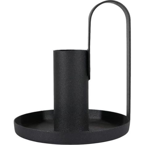 1 bougeoir vintage en fer noir, design rétro élégant, support bougie intérieur, pour décoration table et événements (1/4)