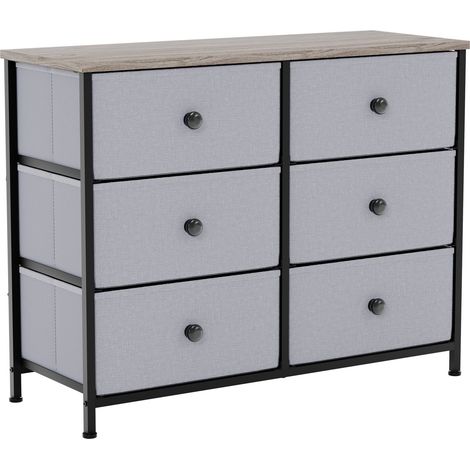 Chorley 6 Drawer Fabric Chest of Drawers Metal Frame Bedroom Living Room Storage, Beige-&-Grey (1/5)