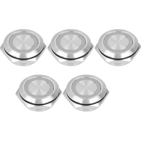 Interrupteur à bouton-poussoir momentané 5 pièces, LED bleue DC1224V, réarmement automatique en métal, ultra-mince et étanche PL, 22 mm (1/5)