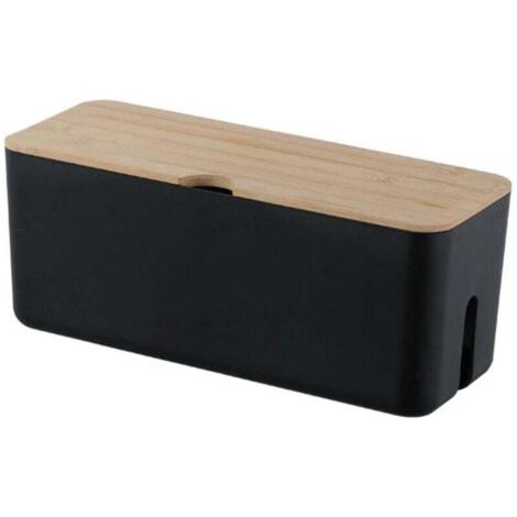 Cable Box Range Cable Rangement(Noir), Boîte pour câbles, Boîte Cache-Câble pour Garder Les Câbles Bien Rangés,Boite Rangement pour Cables Chargeurs et Multiprises,Pieds en Caoutchouc