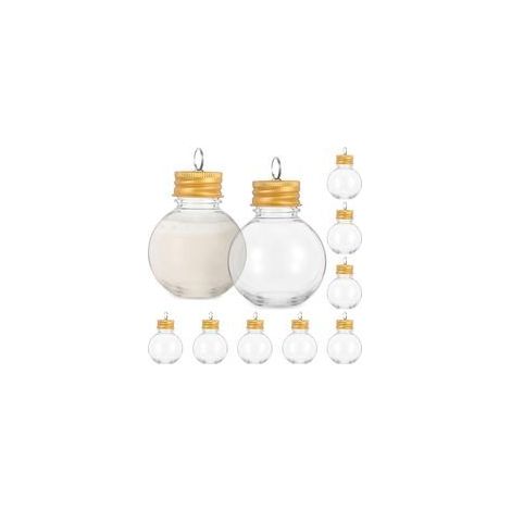 10 pezzi di palline di plastica trasparente riempibili, palline per bevande natalizie, palline vuote da appendere con alcol per lavori fai da te, decorazioni per feste di Natale, 50 ml - Crezuo