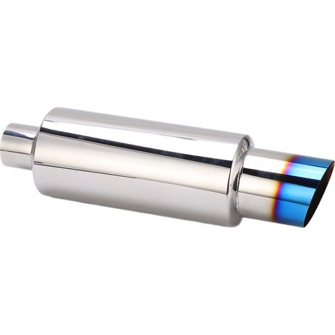 Silencieux d'échappement bleu acier inoxydable, entrée 2 pouces sortie 3 pouces, silencieux universel avec laine insonorisante (1/5)