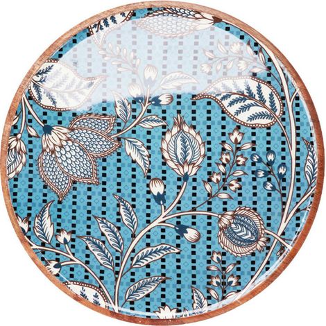 Piatto decorativo a forma di mango con dettagli blu (1/2)