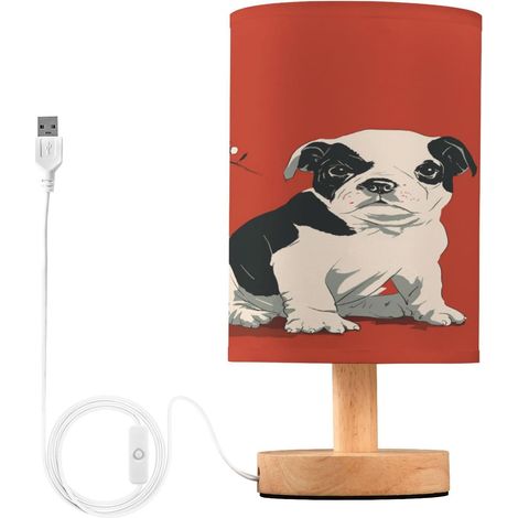 Chiot Style Japonais Rouge Noir Petites Lampes de Table Bureau (1/5)
