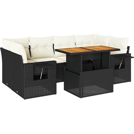 vidaXL Set Divani da Giardino con Cuscini 7pz Nero Polyrattan (1/5)