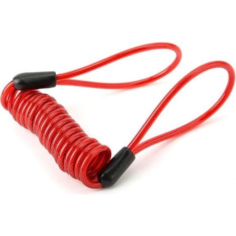 Anti-theft lock made of steel wire, safety spring, wire retraction, for bicycles and motorcycles (red) (1/5)