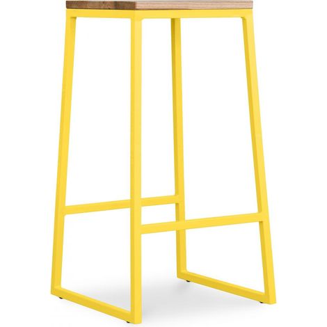 Big Boy Bar Stool 76cm Yellow Wood, Steel, Metal, Wood
