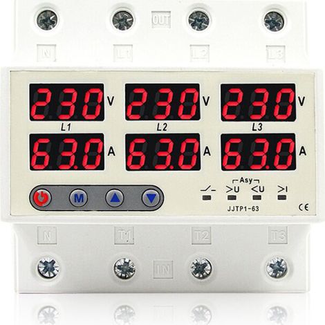 Disjoncteur sur/sous-tension à réarmement auto – LCD – limiteur courant, protection perte phase/déséquilibre/surcharge (1/5)
