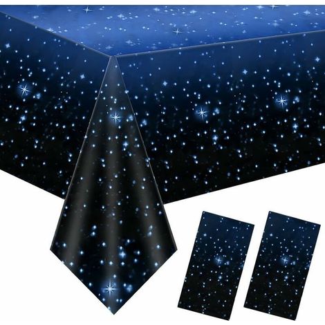 2 nappes rectangulaires, nappe plastique imperméable, ciel étoilé, 137x274 cm, réutilisable, pour anniversaire et décoration de fête (1/5)