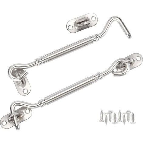VURAHOME - Crochet de tempête 2 pièces avec œillet.Crochet de cabine en acier inoxydable.Crochet de porte crochet de fenêtre en argent.Crochet de tempête pour porte battante en bois.Volets de fenêtre (1/5)
