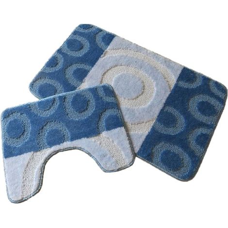 Set tappeto per bagno e WC blu