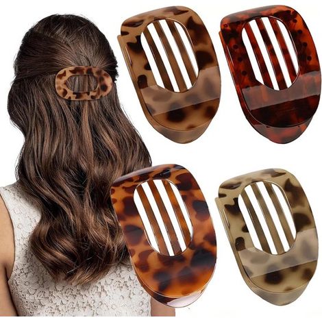 Lot de 4 pinces à cheveux plates courbées – Accessoire tendance – Pour femme – Design élégant (1/5)