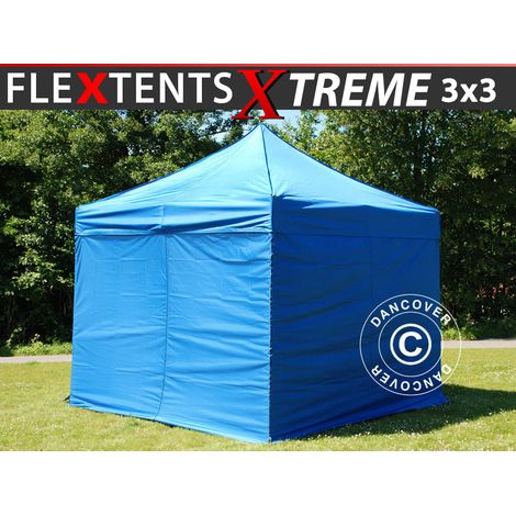Pop up gazebo FleXtents Xtreme 50 3x3 m Blue, incl. 4 sidewalls (1/2)