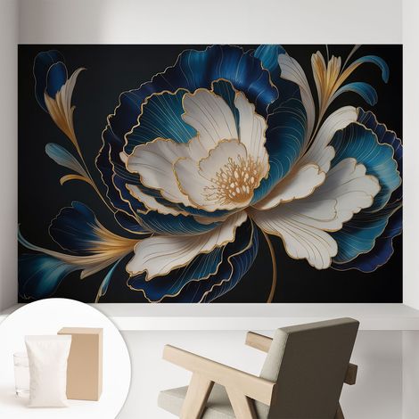 Papier peint intissé décoratif pour salon chambre et cuisine Facile à poser avec colle Motif floral 104x70 cm (1/5)