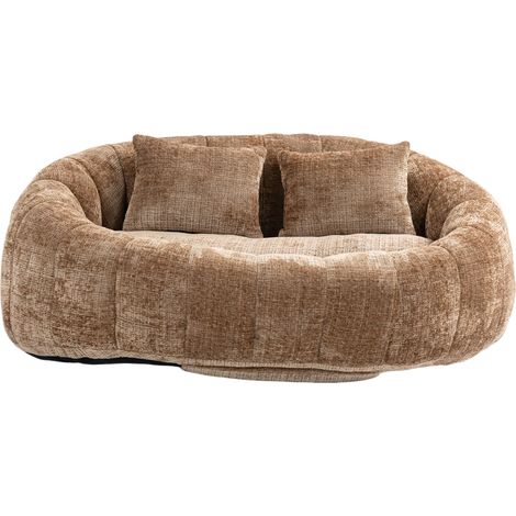 Fauteuil poire en chenille avec dossier haut, canapé paresseux rembourré pour adultes et enfants, intérieur et extérieur, marron (1/5)
