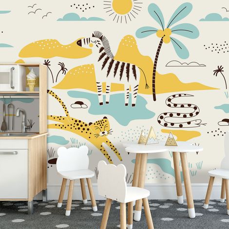 Papier peint enfant zou le zebre papier peint (1/5)