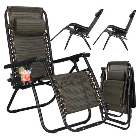 SPRINGOS lettino reclinabile con poggiatesta 110 x 80 x 67 cm portabevande appeso borsa braccioli poltrona relax da giardino pieghevole.