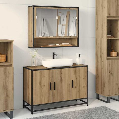 vidaXL Mobile da Bagno Rovere artigianale 90 x 33 x 60 cm (1/5)