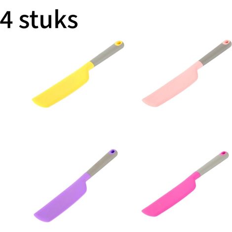 Ensemble de 4 spatules en silicone pour pâtisserie beurre et préparation de confitures et mélanges faciles à nettoyer couleurs assorties