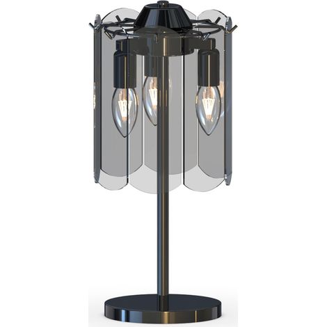 Lampe de table noire en verre fumé, style loft moderne, 3x E14, 40W (1/3)