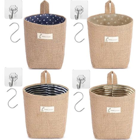 Borsa portatutto da appendere in cotone e lino con ganci