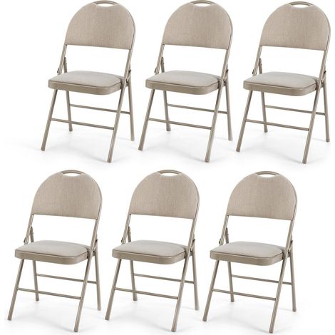 Set of 6 Folding Fabric Chair Padded Kitchen Dining Seat Portable Guest Chair (1/5)